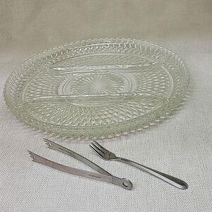 Indiana Glass Diamond Point 3 Part 12" Relish Tray